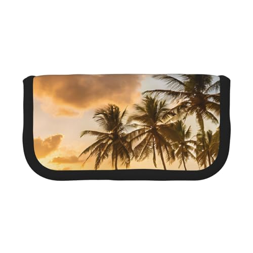YBAZYBXY Füllfederhalter-Tasche aus Segeltuch, Motiv: Sonnenuntergang, hawaiianischer Palmenaufdruck, stilvolles Federmäppchen, Organizer-Tasche, Make-up-Tasche, für den täglichen Gebrauch auf Reisen, YBAZYBXY Füllfederhalter-Tasche aus Segeltuch, Motiv: Sonnenuntergang, hawaiianischer Palmenaufdruck, stilvolles Federmäppchen, Organizer-Tasche, Make-up-Tasche, für den täglichen Gebrauch auf Reisen, von YBAZYBXY