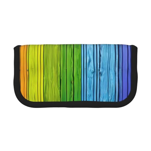YBAZYBXY Füllfederhalter-Tasche aus Segeltuch in Regenbogenfarben, mit Holzhintergrund, stilvolles Federmäppchen, Organizer, Tasche, Make-up-Tasche, für den täglichen Gebrauch auf Reisen, Schwarz , YBAZYBXY Füllfederhalter-Tasche aus Segeltuch in Regenbogenfarben, mit Holzhintergrund, stilvolles Federmäppchen, Organizer, Tasche, Make-up-Tasche, für den täglichen Gebrauch auf Reisen, Schwarz , von YBAZYBXY