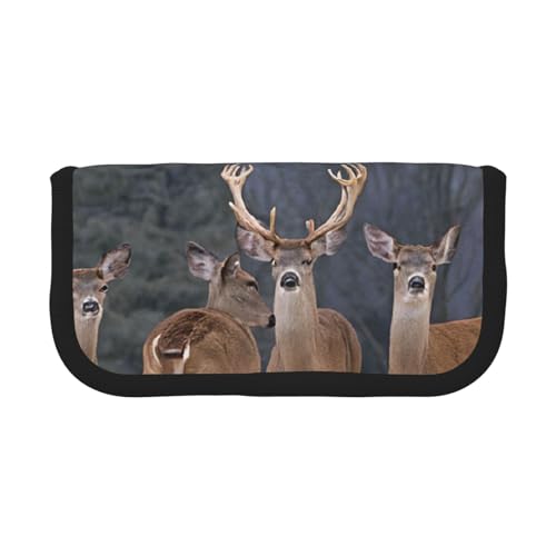 YBAZYBXY Füllfederhalter-Tasche aus Segeltuch mit Hirschmotiv, stilvolles Federmäppchen, Organizer-Tasche, Make-up-Tasche, für den täglichen Gebrauch auf Reisen, Schwarz , Einheitsgröße, YBAZYBXY Füllfederhalter-Tasche aus Segeltuch mit Hirschmotiv, stilvolles Federmäppchen, Organizer-Tasche, Make-up-Tasche, für den täglichen Gebrauch auf Reisen, Schwarz , Einheitsgröße, von YBAZYBXY