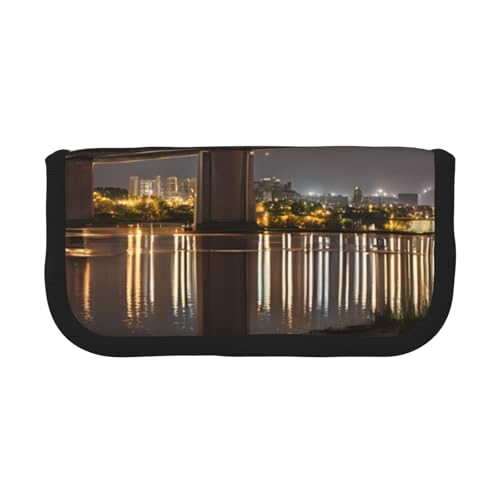 YBAZYBXY New York Manhattan Bridge Night Print Canvas Füllfederhalter Tasche Stilvolle Stifteetui Organizer Tasche Make-up Taschen für den täglichen Gebrauch auf Reisen, Schwarz , Einheitsgröße, von YBAZYBXY