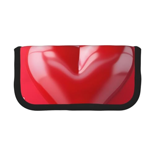 YBAZYBXY Romantisches Federmäppchen aus Segeltuch mit Herzballon-Druck, stilvolles Federmäppchen, Make-up-Tasche, für den täglichen Gebrauch auf Reisen, Schwarz , Einheitsgröße, Kosmetikkoffer von YBAZYBXY