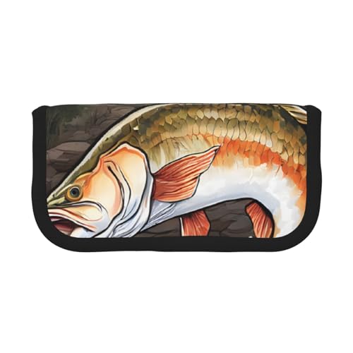 YBAZYBXY Safflower Flying Fish Print Canvas Füllfederhalter Tasche Stilvolle Stifteetui Organizer Tasche Make-up Taschen für den täglichen Gebrauch auf Reisen, Schwarz , Einheitsgröße, Kosmetikkoffer von YBAZYBXY
