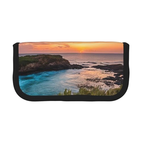 YBAZYBXY Sunrise Over Hanauma Bay Oahu Hawaii Print Canvas Füllfederhalter Tasche Stilvolle Stifteetui Organizer Tasche Make-up Taschen für den täglichen Gebrauch auf Reisen, Schwarz , Einheitsgröße, von YBAZYBXY