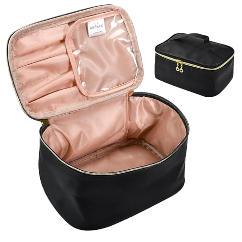 YBCCBY Kosmetiktasche Damen Kulturtasche PU Leder Schminktasche Groß Make Up Tasche Tragbare Reisetasche Kosmetik Reisekosmetiktasche Kosmetikbeutel Kosmetikkoffer mit Griff und Teiler Schminkkoffer von YBCCBY