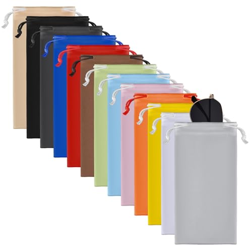 YBEATY 13 teiliges Mikrofaser Sonnenbrillenetui Reiseetui mit Kordelzug weiche Aufbewahrungstasche für Uhren Schmuck Smartphones Telefone von YBEATY