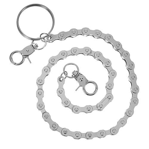 YBEATY Biker Geldbörsen kette robuste Hosengürtelkette Metall Hip Hop Punk Jeans Schlüsselanhänger cooler runder Verschluss Gothic Accessoires für Damen Herren von YBEATY