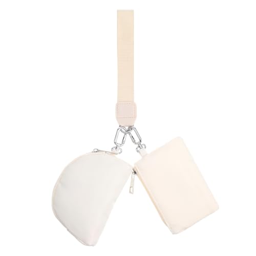 YBEATY Mini-Geldbörse mit umlaufendem Reißverschluss, abnehmbare Doppeltasche, kleine tragbare Schlüsselbund-Geldbörse, Doppeltasche, Münzgeldbörse für Damen, Münzfach, Beige von YBEATY