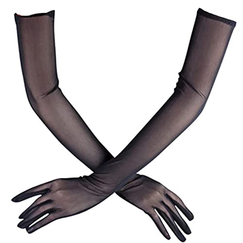 YBFBSJK Tüll Handschuhe Schwarz Damen Lange Hochzeit Braut Handschuhe Hochzeit Handschuhe Opern Party Handschuhe Durchsichtige Handschuhe Damen Oper Handschuhe für Halloween Tanz Kostüm Abend Party von YBFBSJK