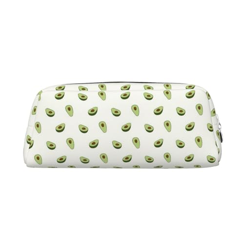YBGHDAA Avocado-Druck Schule Leder Bleistift für Jungen Mädchen Senior Leder Kosmetiktasche Make-up Tasche mit Reißverschluss, silber, Einheitsgröße, Kosmetiktasche von YBGHDAA