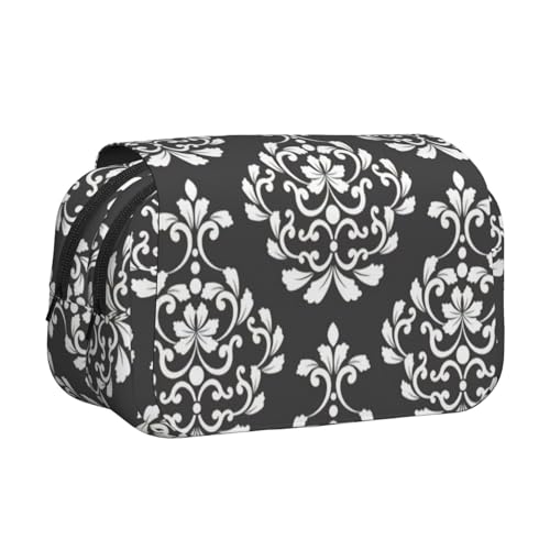 YBGHDAA Federmäppchen mit Damast-Muster, Gelstifte, Organizer, Tasche, tragbar, für Künstler und Malerei, Schwarz , Einheitsgröße, Taschen-Organizer von YBGHDAA