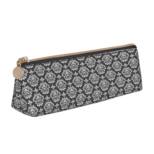 YBGHDAA Federmäppchen mit Damast-Muster, dreieckig, niedlich, für Jungen und Mädchen, Geschenk, weiß, Einheitsgröße, Kosmetiktasche von YBGHDAA