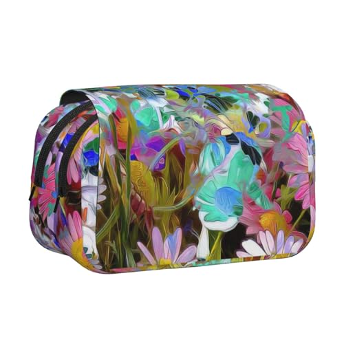YBGHDAA Federmäppchen mit buntem Blumendruck, Gelstifte, Organizer, Tasche, tragbar, für Künstler, Malerei, Bleistifttasche, Schwarz , Einheitsgröße, Taschen-Organizer von YBGHDAA
