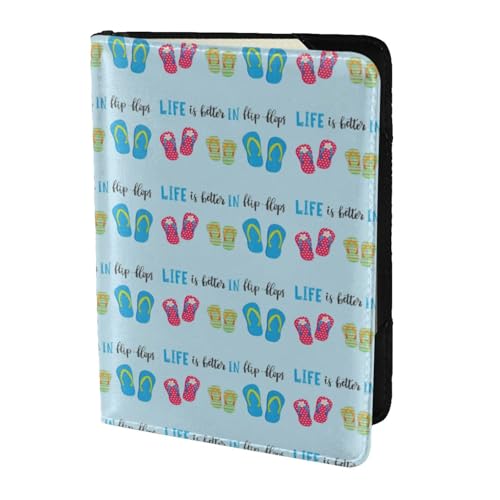 YBGHDAA Flip-Flops Kalligraphie Strandschuhe Druck Reisepasshülle Reise Must-Have für Damen Herren Karte Reisepass Brieftasche passend für alle gängigen Pässe, Schwarz , Einheitsgröße von YBGHDAA