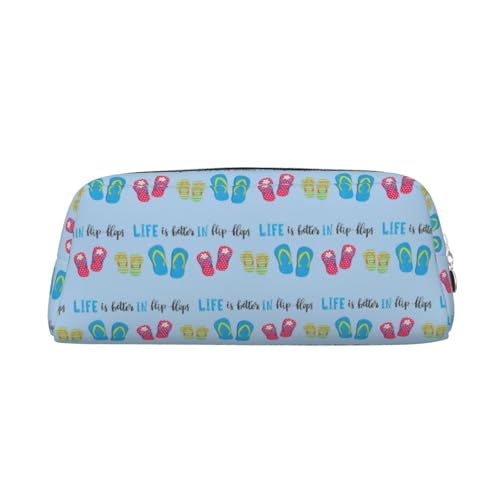 YBGHDAA Flip Flops Kalligraphie Strandschuhe Druck Schule Leder Bleistift für Jungen Mädchen Senior Leder Kosmetiktasche Make-up-Tasche mit Reißverschluss, silber, Einheitsgröße, Kosmetiktasche von YBGHDAA