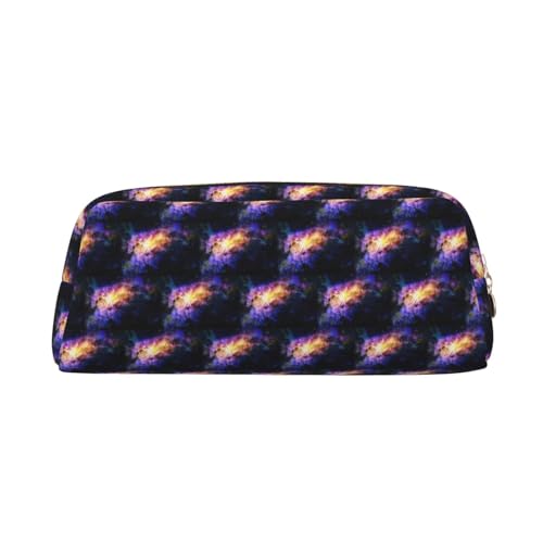 YBGHDAA Galaxy in The Universe Printing School Leather Pencil for Boys Girls Senior Leather Cosmetic Case Makeup Bag with Zipper, gold, Einheitsgröße, Kosmetiktasche von YBGHDAA
