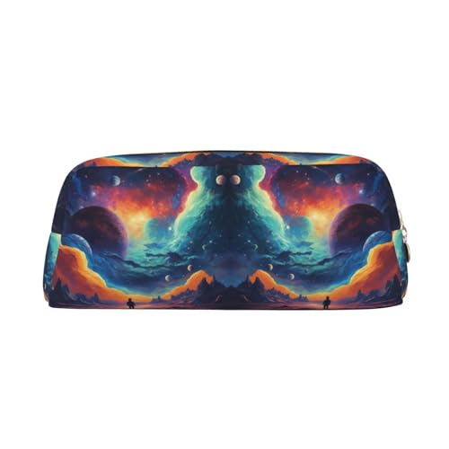 YBGHDAA Leder-Kosmetiktasche mit Galaxie-Planeten-Druck, für Jungen und Mädchen, Senioren-Kosmetiktasche, Make-up-Tasche mit Reißverschluss, gold, Einheitsgröße, Kosmetiktasche von YBGHDAA