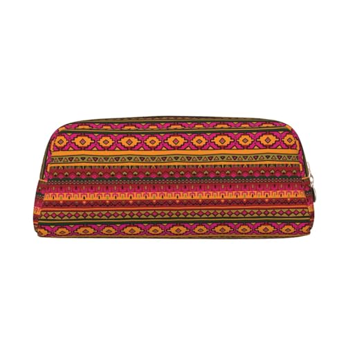 YBGHDAA Mexikanische Volkskunst Boho Druck Schule Leder Bleistift für Jungen Mädchen Senior Leder Kosmetiktasche Make-up-Tasche mit Reißverschluss, gold, Einheitsgröße, Kosmetiktasche von YBGHDAA