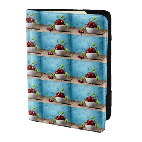 YBGHDAA Reisepasshülle mit Kirsch-Aufdruck, für Damen und Herren, passend für alle gängigen Reisepässe, Schwarz , Einheitsgröße von YBGHDAA
