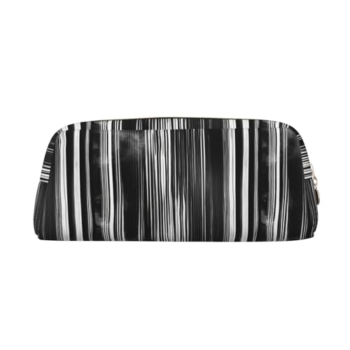 YBGHDAA Schwarze und weiße Streifen Druck Schule Leder Bleistift für Jungen Mädchen Senior Leder Kosmetiktasche Make-up-Tasche mit Reißverschluss, gold, Einheitsgröße, Kosmetiktasche von YBGHDAA