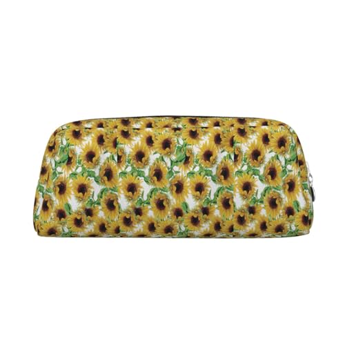 YBGHDAA Sunflower.1 bedruckter Lederstift für Jungen und Mädchen, Senioren-Kosmetiktasche, Make-up-Tasche mit Reißverschluss, silber, Einheitsgröße, Kosmetiktasche von YBGHDAA