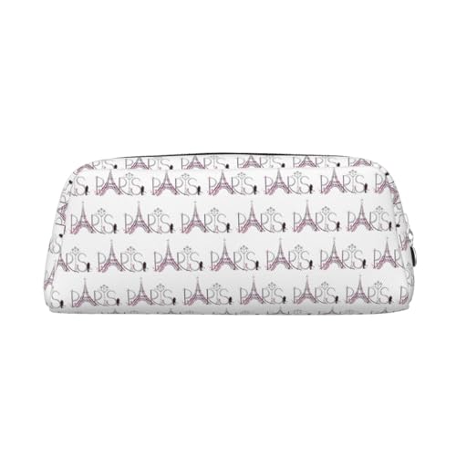 YBGHDAA Turm Eiffel mit Paris Paar Reise Blumen Blumendruck Schule Leder Bleistift für Jungen Mädchen Senior Leder Kosmetiktasche Make-up-Tasche mit Reißverschluss, silber, Einheitsgröße von YBGHDAA