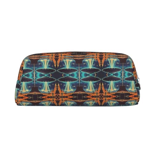 YBGHDAA Universe Planet Printing School Leder Bleistift für Jungen Mädchen Senior Leder Kosmetiktasche Make-up-Tasche mit Reißverschluss, silber, Einheitsgröße, Kosmetiktasche von YBGHDAA