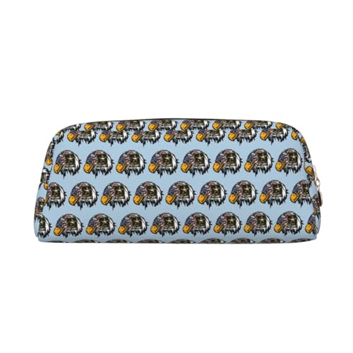 YBGHDAA Us Army Cool American Flag Adler Printing School Leather Pencil for Boys Girls Senior Leather Cosmetic Case Makeup Bag with Zipper, gold, Einheitsgröße, Kosmetiktasche von YBGHDAA