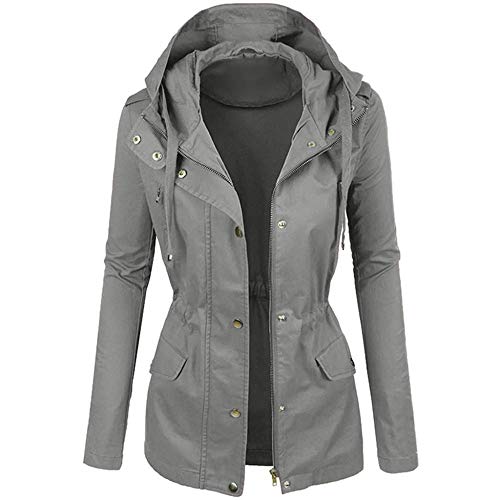 YBIRAL 2019 Neu Damen Übergangsjacke mit Kapuze Ladies Basic Übergroß Leichte Jacke Mantel Parka Outdoorjacke von YBIRAL