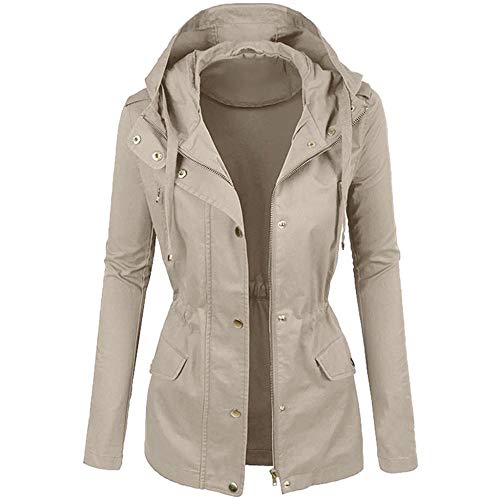 YBIRAL 2019 Neu Damen Übergangsjacke mit Kapuze Ladies Basic Übergroß Leichte Jacke Mantel Parka Outdoorjacke von YBIRAL