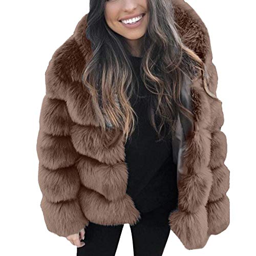 YBIRAL Pelzmantel Damen Faux Fox Fur Winter Elegant Warm Steppjack Kunstfell Winterjacke Kapuze Parka Jacke Mantel von YBIRAL