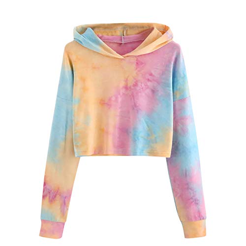 YEBIRAL Damen Hoodie, Teenager Mädchen Bauchfrei Kapuzenpullover Sweatshirt Bedruckt Langarmshirt Crop Pullover Tops Sweater von YBIRAL