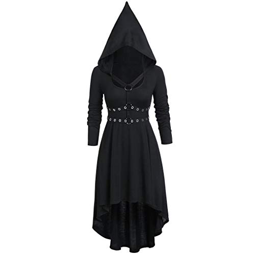 YEBIRAL Damen Langarm mit Kapuze Robe Gothic Steampunk Mittelalter Kleid Hexe Vampir Böse Königin Halloween Cosplay Kostüm Karneval Kleidung von YBIRAL