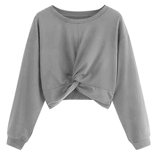 Damen Sweatshirt, Teenager Mädchen Bauchfrei Pullover Oberteile Casual Langarmshirt Bluse T-Shirt Kurz Sport Crop Tops Sweatjacke von YBIRAL
