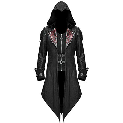 YBIRAL Herren Vintage Gothic Steampunk Jacke Viktorianischen Langer Mantel Karneval Party Cosplay Kostüm Smoking Jacke mit Kapuze Uniform von YBIRAL
