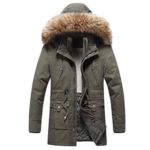 YEBIRAL Herren Warme Dick Winterjacke Parka Jacke mit Kunstfell Kapuze Übergangsjacke Outdoor Fleece Gefüttert Winterparka von YBIRAL