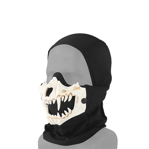 YBJMSFA EIN Körper Balaclava Airsoft Half Face Schädel Masken,Taktische Gesichtsschutz Mesh Maske für Halloween Cosplay Paintball CS Einstellbar YBJMSFA EIN Körper Balaclava Airsoft Half Face Schädel Masken,Taktische Gesichtsschutz Mesh Maske für Halloween Cosplay Paintball CS Einstellbar von YBJMSFA