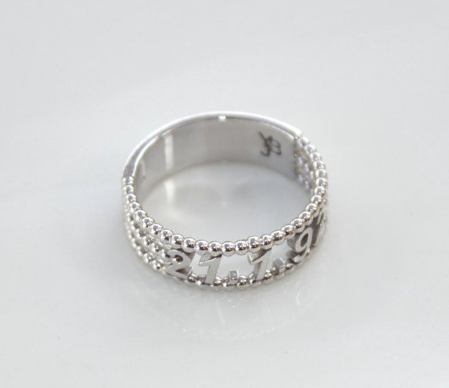 Datum Ring, Jahrestag Benutzerdefinierte Goldring, Gold Ehering, Massiv 14 Karat Goldring Mit Gravur, Personalisierter von YBJewelry