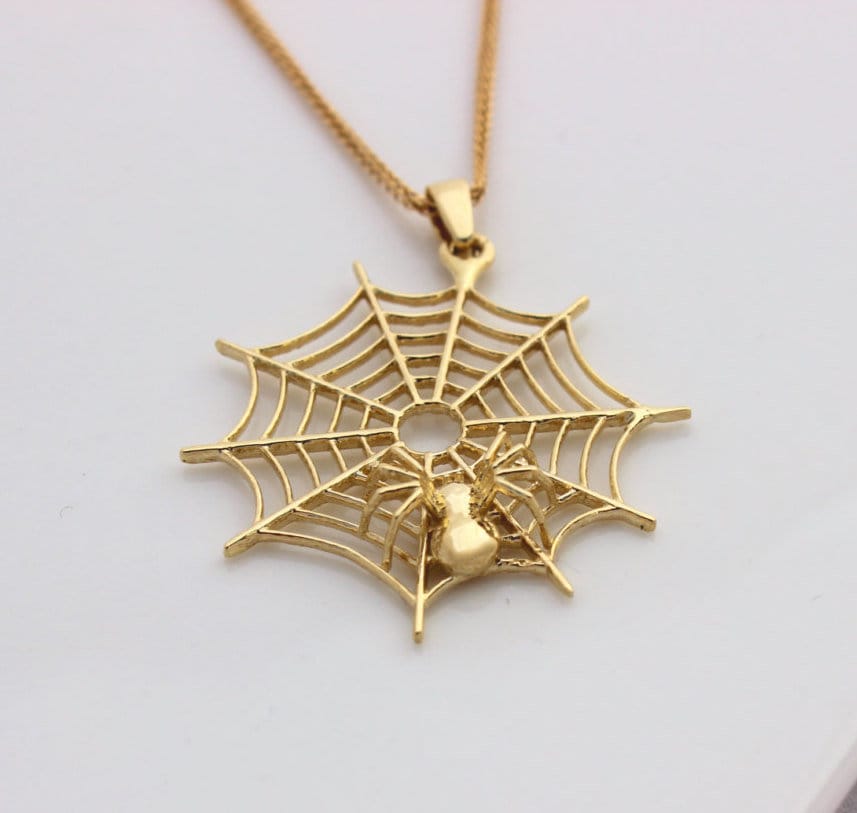 Spinne Halskette, Anhänger, Massiv 14K Gold Halskette Massivgold von YBJewelry