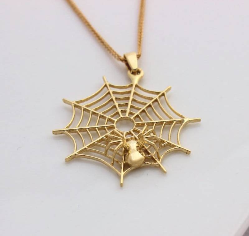 Spinne Halskette, Anhänger, Massiv 14K Gold Halskette Massivgold von YBJewelry