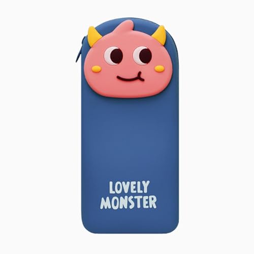 YBNKKUXKN Federmäppchen, Silikon, Federmäppchen, große Kapazität, 3D-Motiv „Lovely Monsters“, Federmäppchen for den Schulanfang, for Jungen und Mädchen im Teenageralter(Bleu) von YBNKKUXKN