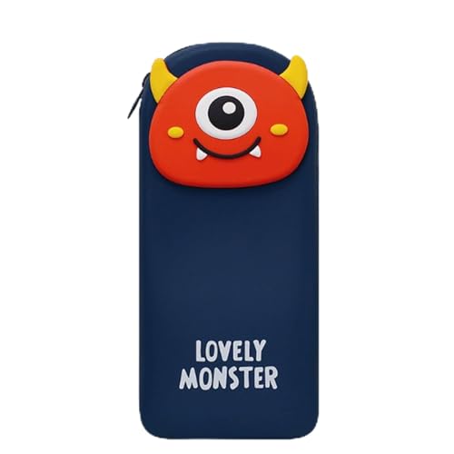 YBNKKUXKN Federmäppchen, Silikon, Federmäppchen, große Kapazität, 3D-Motiv „Lovely Monsters“, Federmäppchen for den Schulanfang, for Jungen und Mädchen im Teenageralter(Dark Blue) von YBNKKUXKN