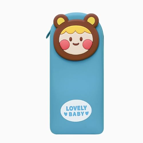 YBNKKUXKN Federmäppchen, Silikon, Federmäppchen, große Kapazität, 3D-Motiv „Lovely Monsters“, Federmäppchen for den Schulanfang, for Jungen und Mädchen im Teenageralter(Light Blue) von YBNKKUXKN