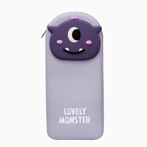 YBNKKUXKN Federmäppchen, Silikon, Federmäppchen, große Kapazität, 3D-Motiv „Lovely Monsters“, Federmäppchen for den Schulanfang, for Jungen und Mädchen im Teenageralter(Light Purple) von YBNKKUXKN