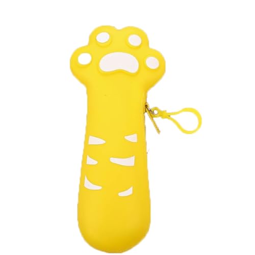 YBNKKUXKN Federmäppchen, Silikon-Federmäppchen, große Kapazität, 3D-Katzenpfote, Federmäppchen for den Schulanfang, for Teenager-Mädchen(Geel) von YBNKKUXKN