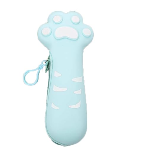 YBNKKUXKN Federmäppchen, Silikon-Federmäppchen, große Kapazität, 3D-Katzenpfote, Federmäppchen for den Schulanfang, for Teenager-Mädchen(Light Blue) von YBNKKUXKN