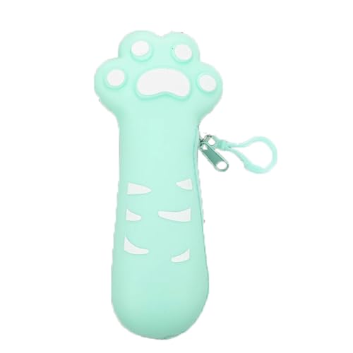 YBNKKUXKN Federmäppchen, Silikon-Federmäppchen, große Kapazität, 3D-Katzenpfote, Federmäppchen for den Schulanfang, for Teenager-Mädchen(Light Green) von YBNKKUXKN