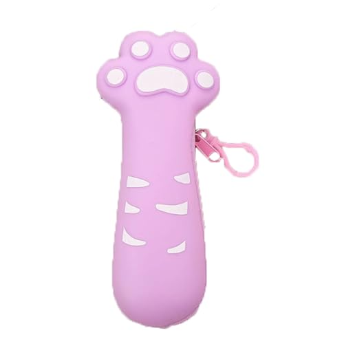 YBNKKUXKN Federmäppchen, Silikon-Federmäppchen, große Kapazität, 3D-Katzenpfote, Federmäppchen for den Schulanfang, for Teenager-Mädchen(Purple) von YBNKKUXKN