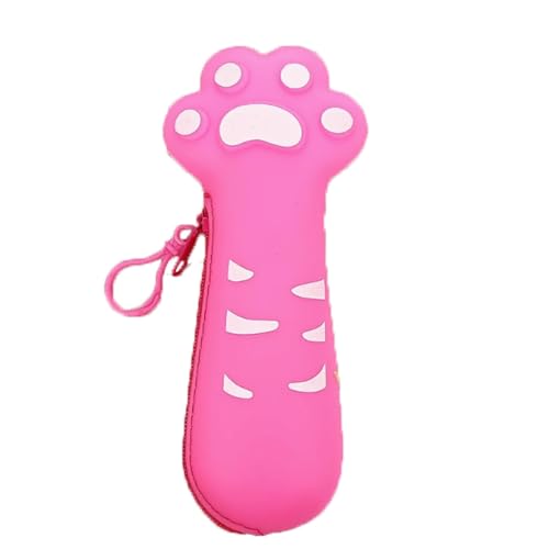 YBNKKUXKN Federmäppchen, Silikon-Federmäppchen, große Kapazität, 3D-Katzenpfote, Federmäppchen for den Schulanfang, for Teenager-Mädchen(Red) von YBNKKUXKN