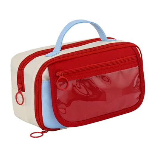 YBNKKUXKN Federmäppchen, extra große Federtasche mit 9 Fächern, Stifttasche mit weiter Öffnung und Reißverschluss, süße Ästhetik for Teenager-Mädchen(Rosso) von YBNKKUXKN