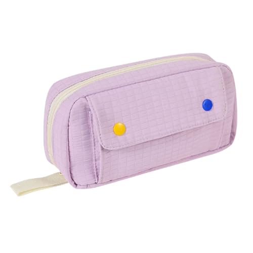 YBNKKUXKN Federmäppchen mit Brotgitter, ästhetisch, große Kapazität, Federmäppchen for Frauen, Make-up-Tasche, Schulbedarf for Schüler(Purple) von YBNKKUXKN